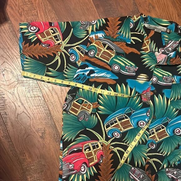 Pineapple Connections by Hey Man Woody Print Hawaiian Shirt size L - Picture 8 of 11